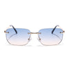 Rayn | Blue & Brown Rimless Sunglasses | Golden Frame - MG7605