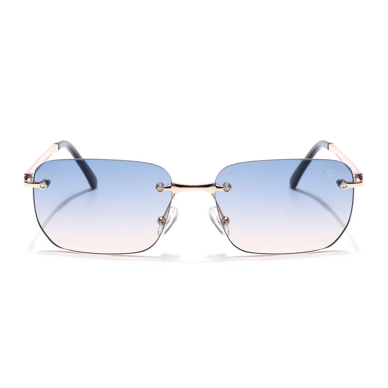 Rayn | Blue & Brown Rimless Sunglasses | Golden Frame - MG7605