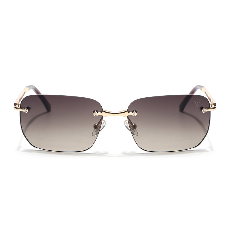 Rayn | Brown & Clear Rimless Sunglasses | Golden Frame - MG7606