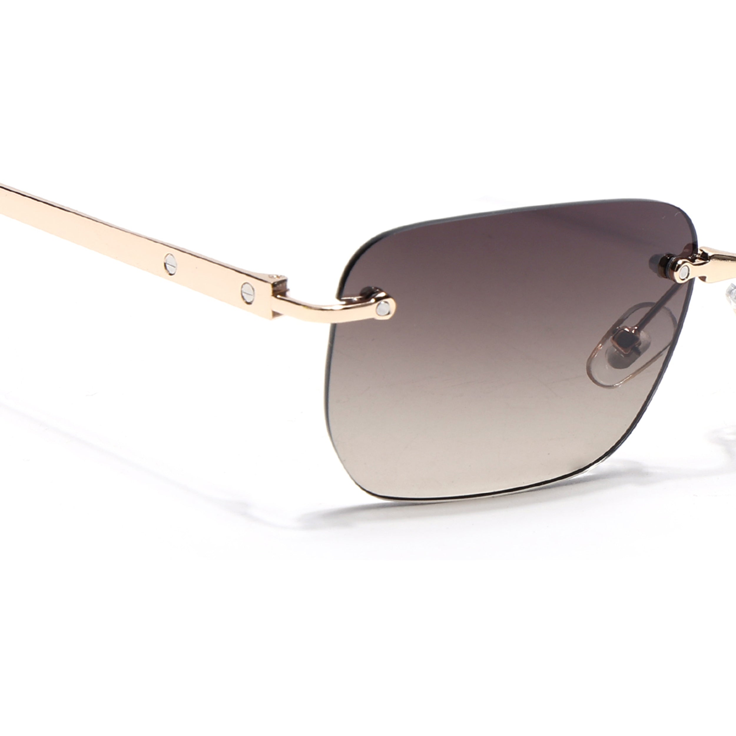 Rayn | Brown & Clear Rimless Sunglasses | Golden Frame - MG7606
