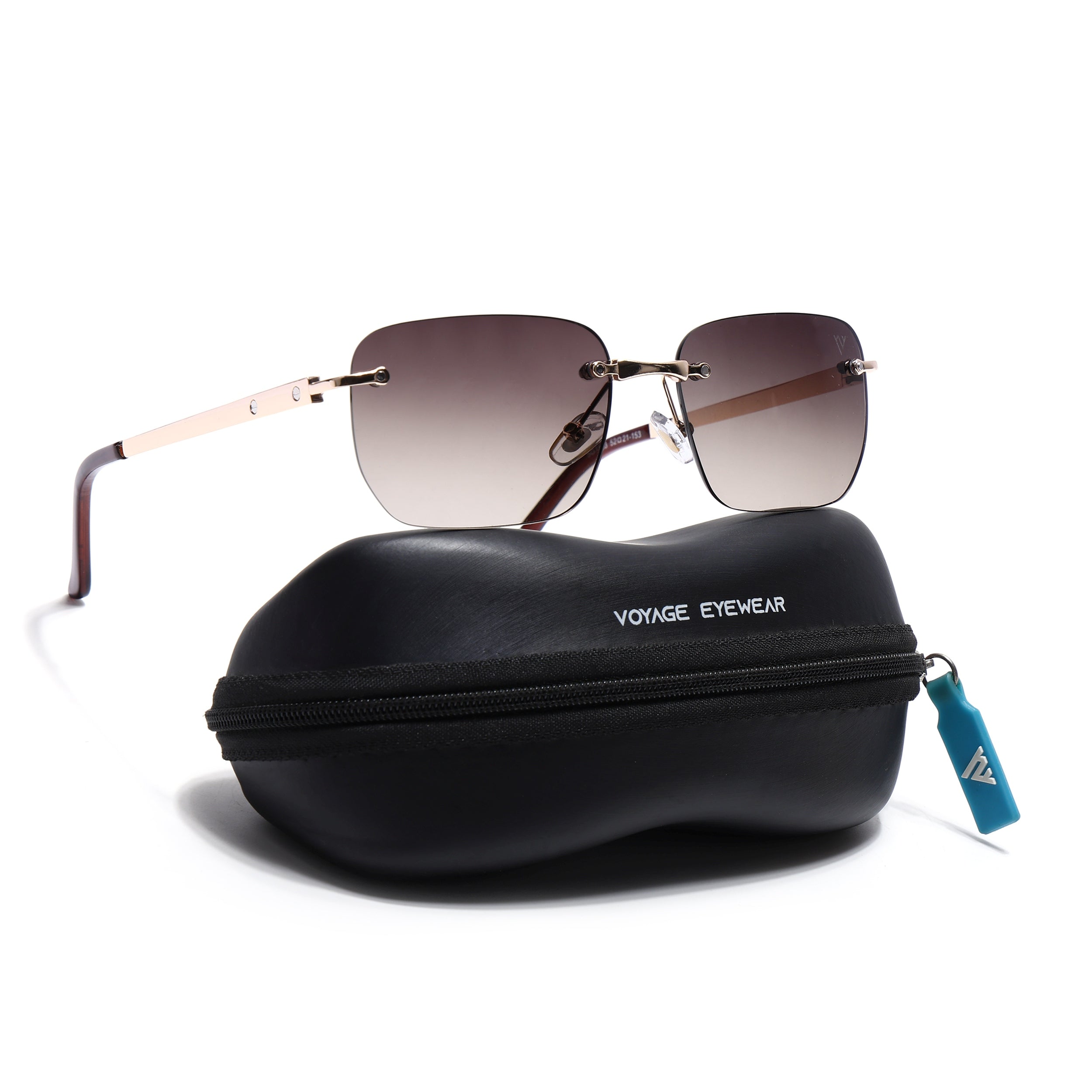 Rayn | Brown & Clear Rimless Sunglasses | Golden Frame - MG7606