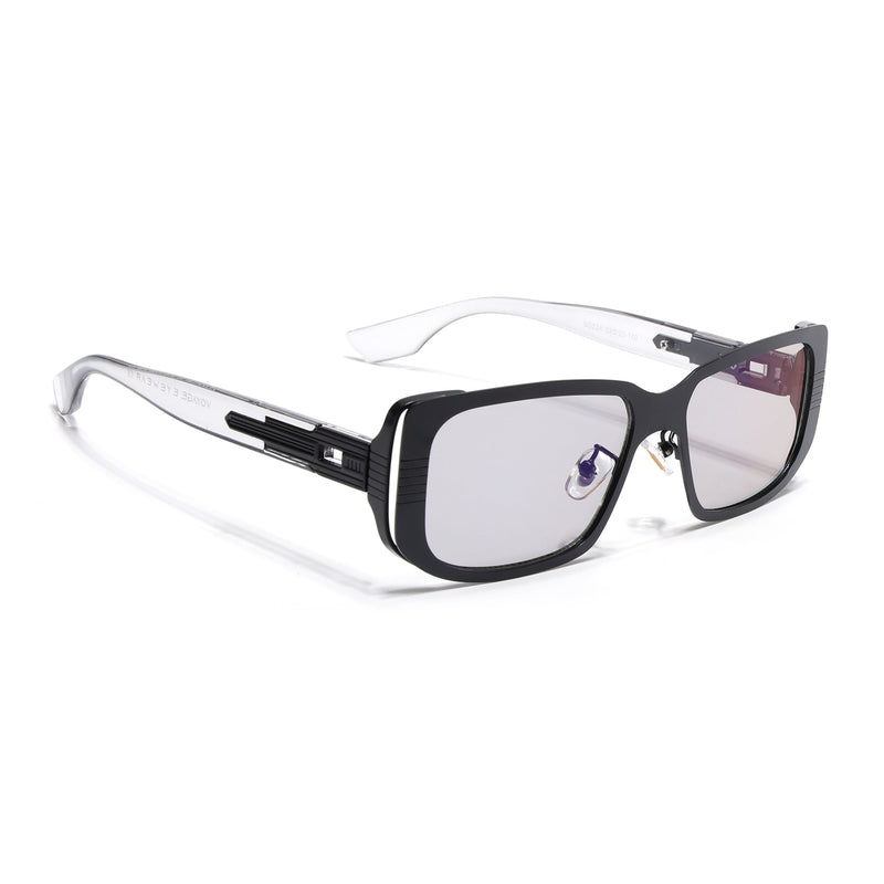 Rectangle Sunglasses for Men & Women (Clear Lens | Black Frame - MG6895)