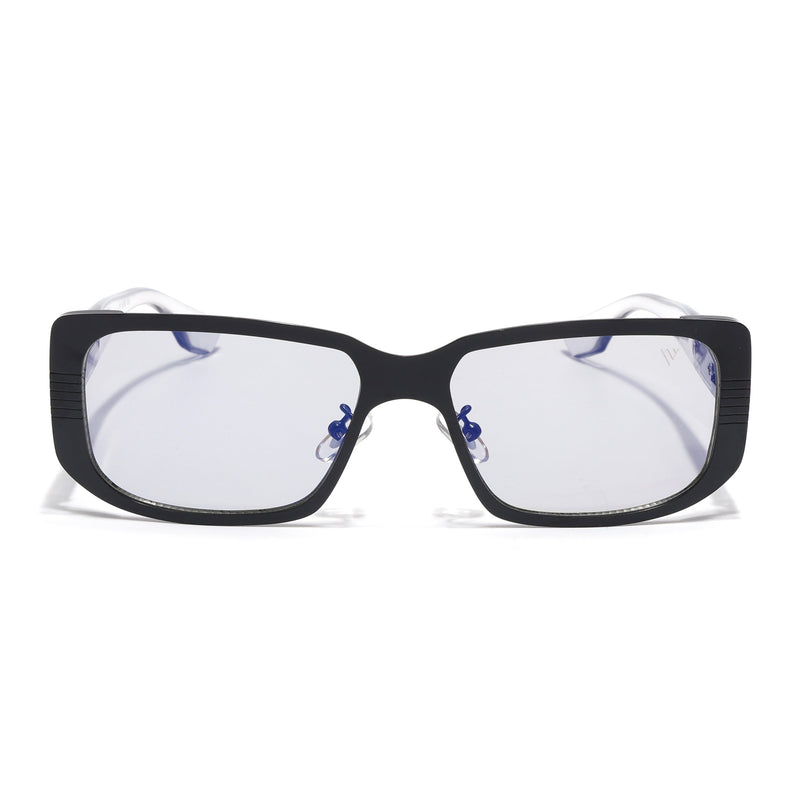 Rectangle Sunglasses for Men & Women (Clear Lens | Black Frame - MG6895)