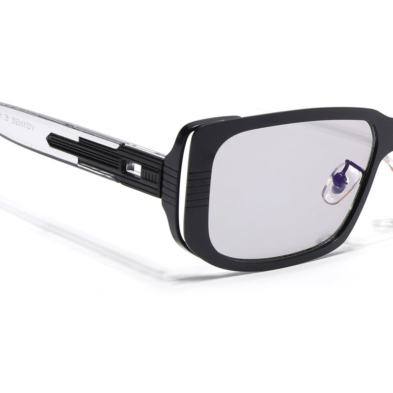 Rectangle Sunglasses for Men & Women (Clear Lens | Black Frame - MG6895)