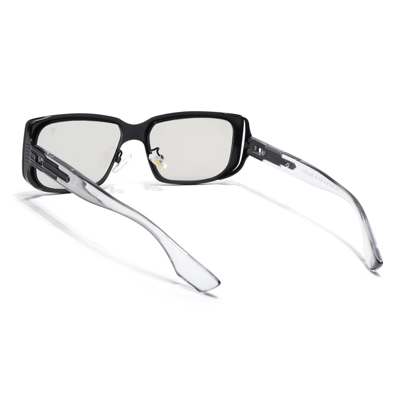 Rectangle Sunglasses for Men & Women (Clear Lens | Black Frame - MG6895)