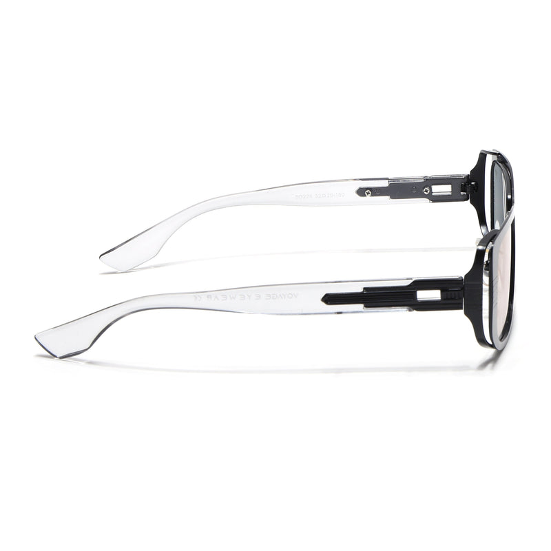 Rectangle Sunglasses for Men & Women (Clear Lens | Black Frame - MG6895)