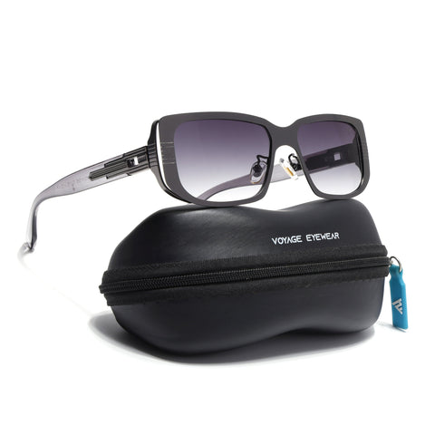 Rectangle Sunglasses for Men & Women (Olive & Clear Lens | Grey Frame - MG6896)