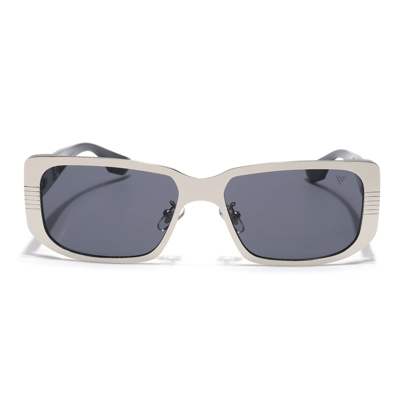 Rectangle Sunglasses for Men & Women (Grey Lens | Silver Frame - MG6897)