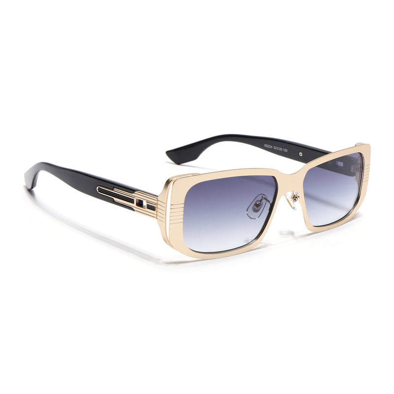 Rectangle Sunglasses for Men & Women (Grey & Clear Lens | Golden Frame - MG6898)