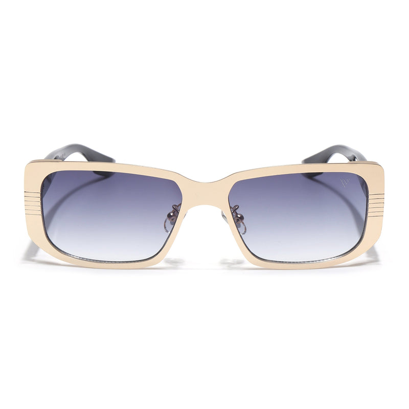 Rectangle Sunglasses for Men & Women (Grey & Clear Lens | Golden Frame - MG6898)