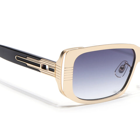 Rectangle Sunglasses for Men & Women (Grey & Clear Lens | Golden Frame - MG6898)