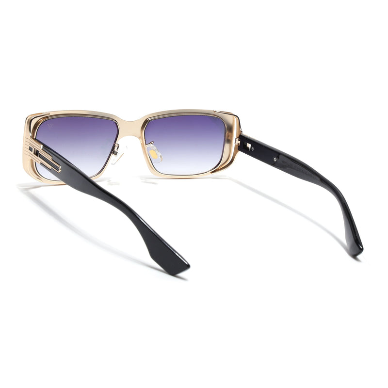Rectangle Sunglasses for Men & Women (Grey & Clear Lens | Golden Frame - MG6898)
