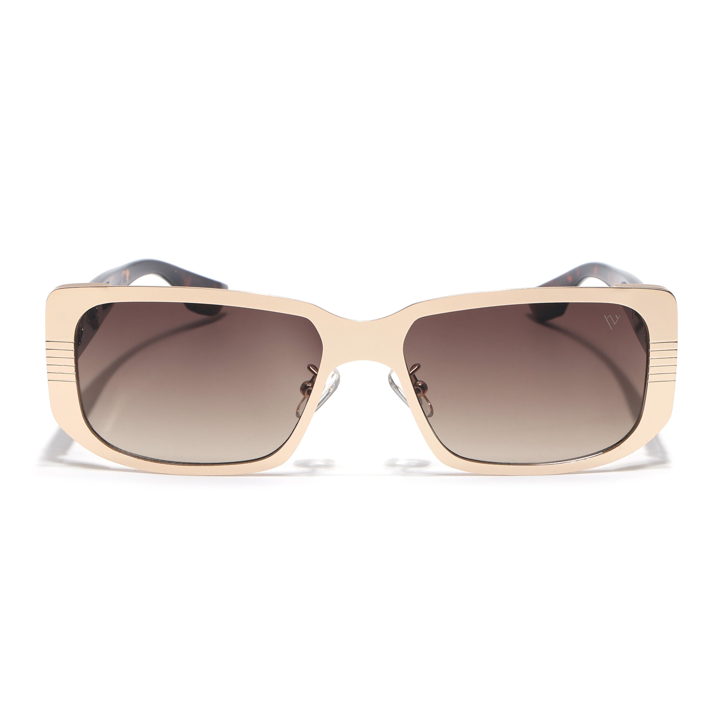 Rectangle Sunglasses for Men & Women (Brown & Clear Lens | Golden Frame - MG6899)