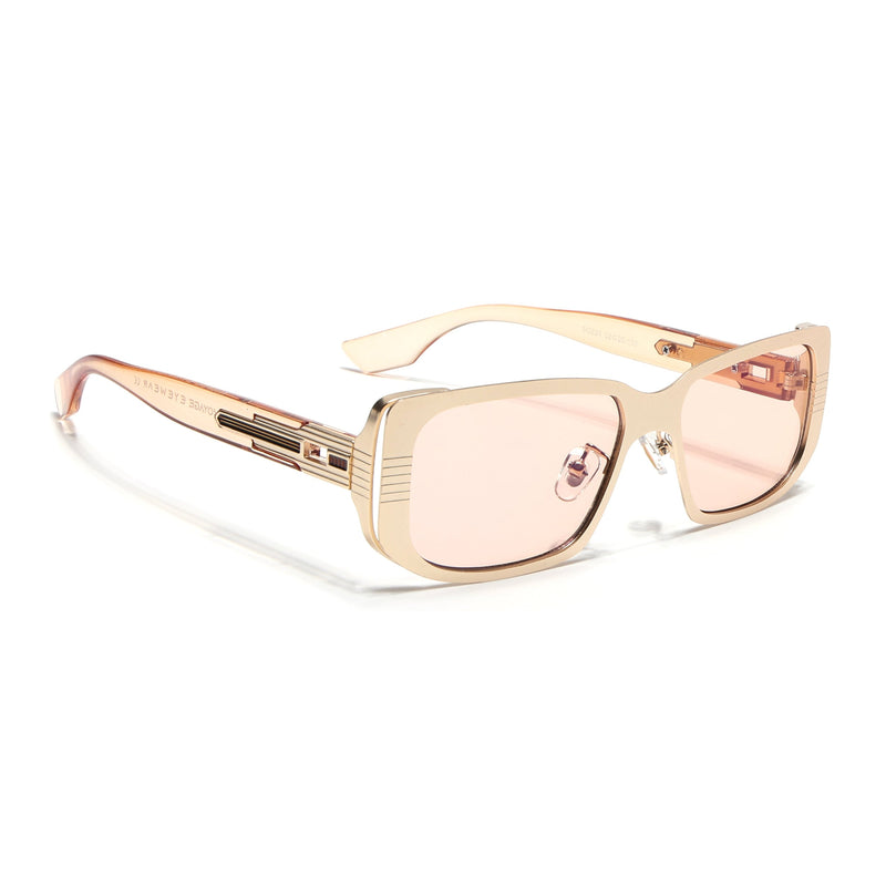 Rectangle Sunglasses for Men & Women (Light Brown Lens | Golden Frame - MG6900)