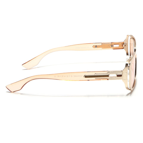 Rectangle Sunglasses for Men & Women (Light Brown Lens | Golden Frame - MG6900)