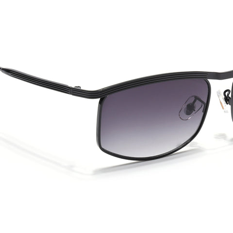 Rectangle Sunglasses for Men & Women (Black & Clear Lens | Black Frame - MG6901)