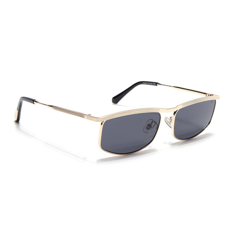 Rectangle Sunglasses for Men & Women (Black Lens | Golden Frame - MG6904)