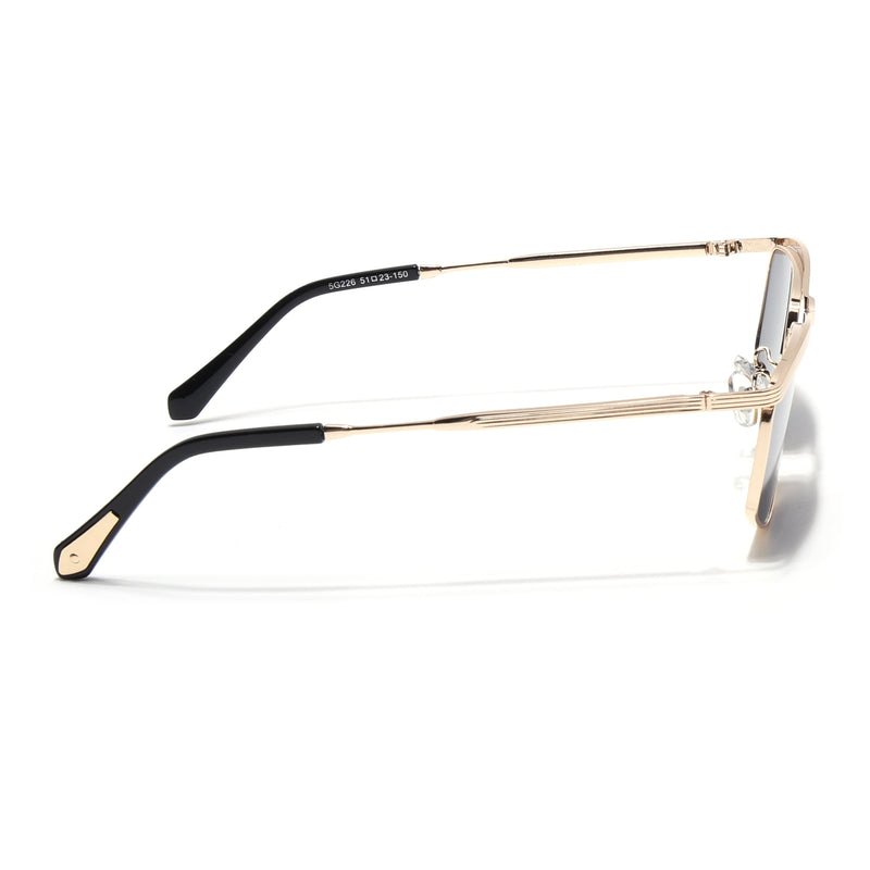 Rectangle Sunglasses for Men & Women (Black Lens | Golden Frame - MG6904)
