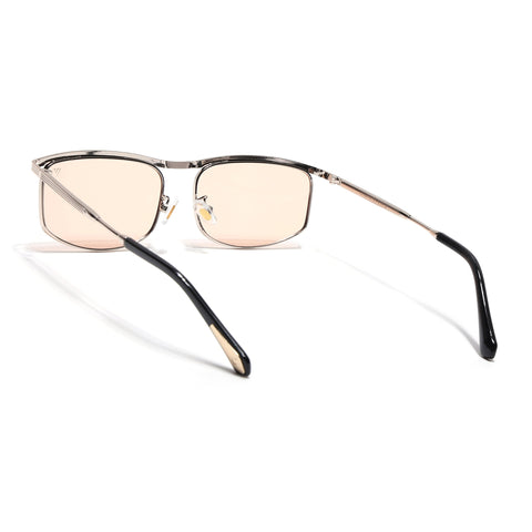 Rectangle Sunglasses for Men & Women (Light Pink Lens | Golden Frame - MG6905)