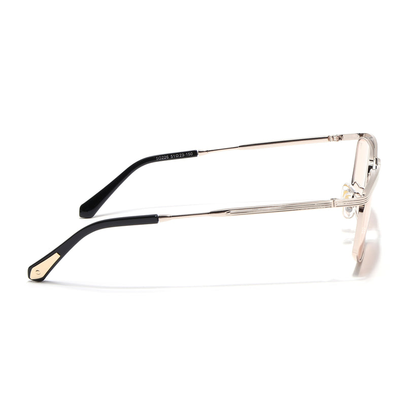 Rectangle Sunglasses for Men & Women (Light Pink Lens | Golden Frame - MG6905)