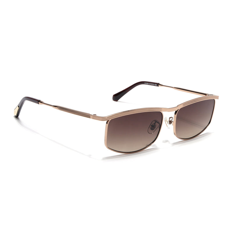 Rectangle Sunglasses for Men & Women (Brown & Clear Lens | Golden Frame - MG6906)