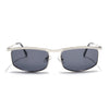 Rectangle Sunglasses for Men & Women (Black Lens | Silver Frame - MG7539)