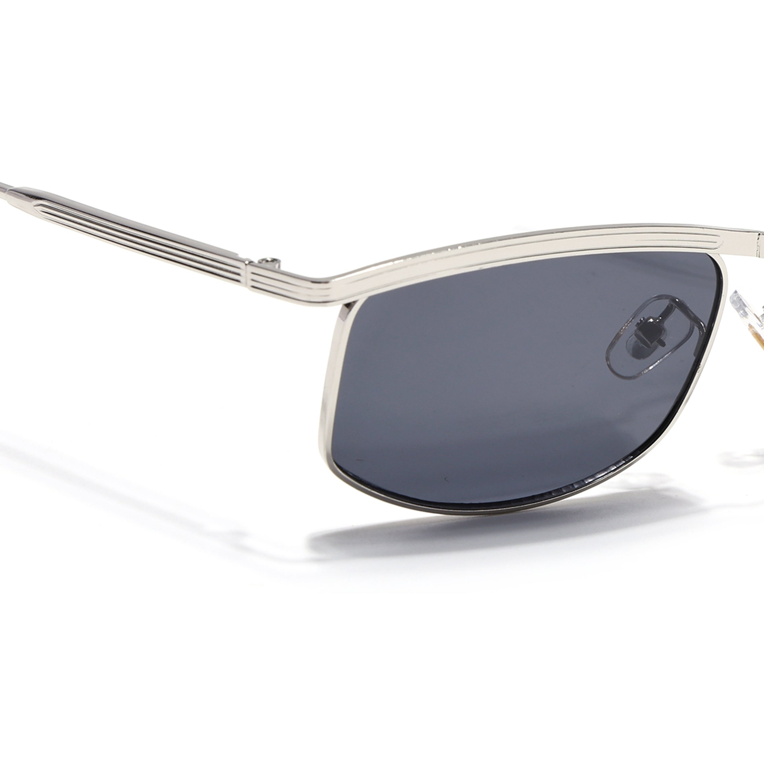 Rectangle Sunglasses for Men & Women (Black Lens | Silver Frame - MG7539)