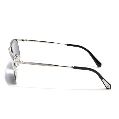 Rectangle Sunglasses for Men & Women (Black Lens | Silver Frame - MG7539)