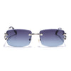 Stud | Grey & Clear Rimless Sunglasses | Silver Frame - MG7524
