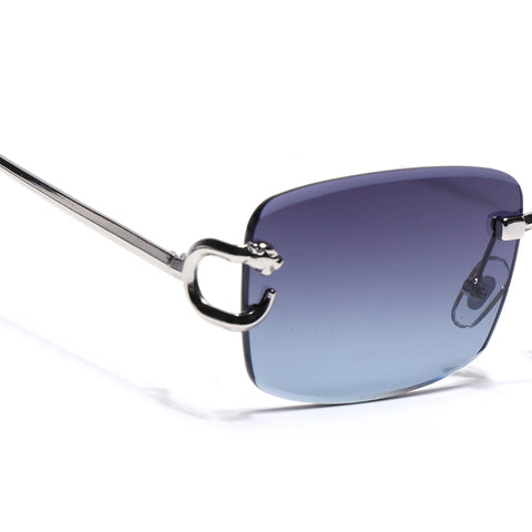 Stud | Grey & Clear Rimless Sunglasses | Silver Frame - MG7524
