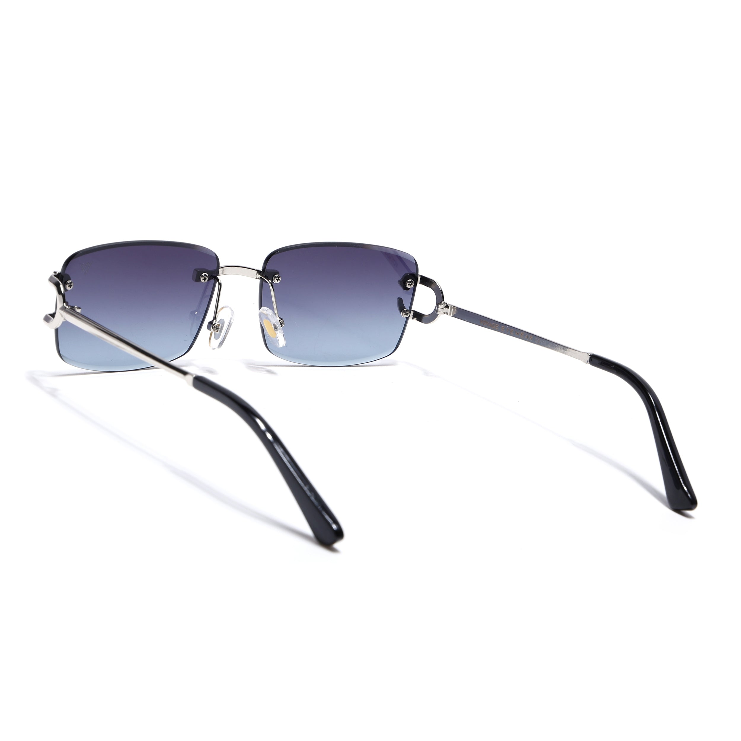 Rimless Sunglasses for Men & Women (Grey & Clear Lens | Silver Frame - MG7524)