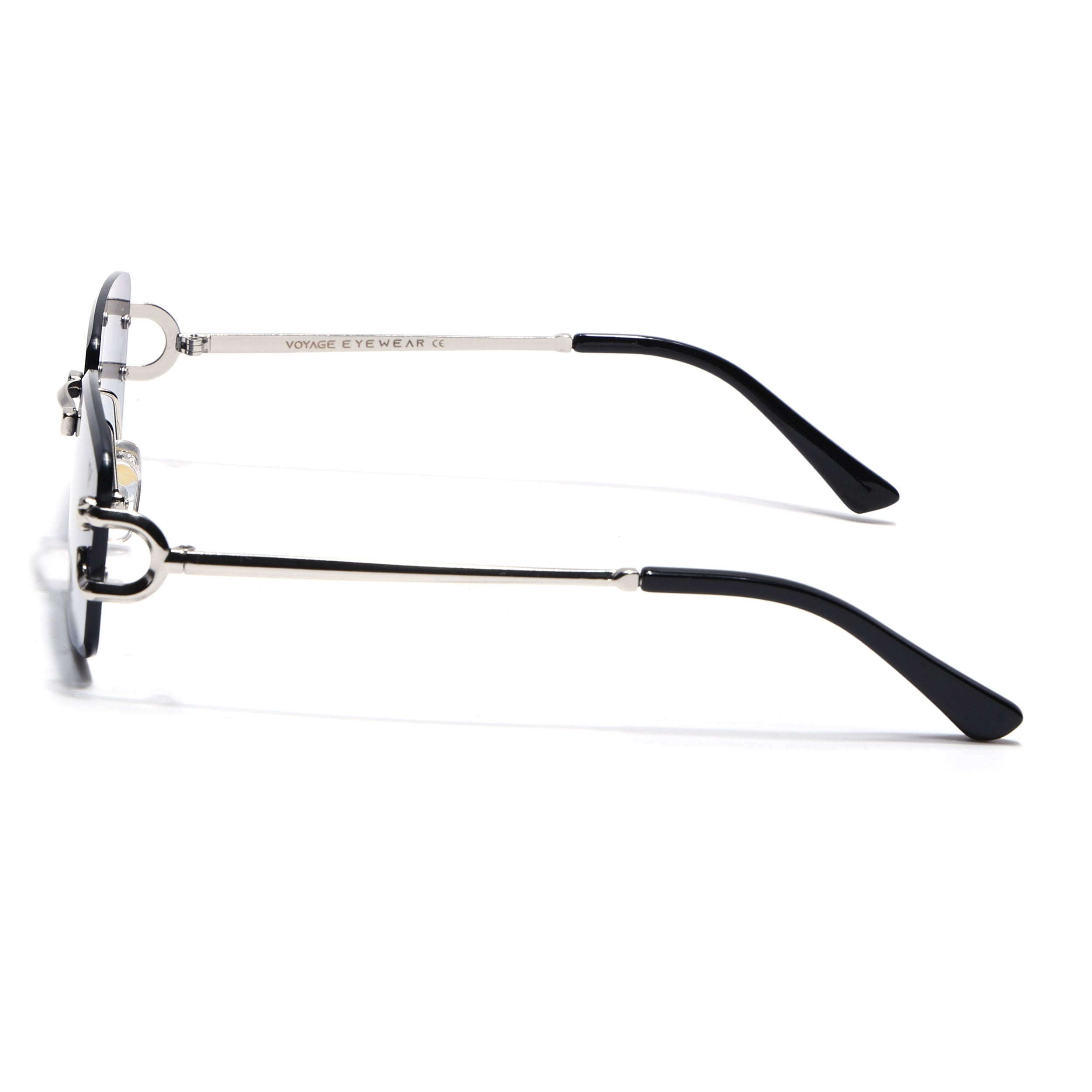 Rimless Sunglasses for Men & Women (Grey & Clear Lens | Silver Frame - MG7524)