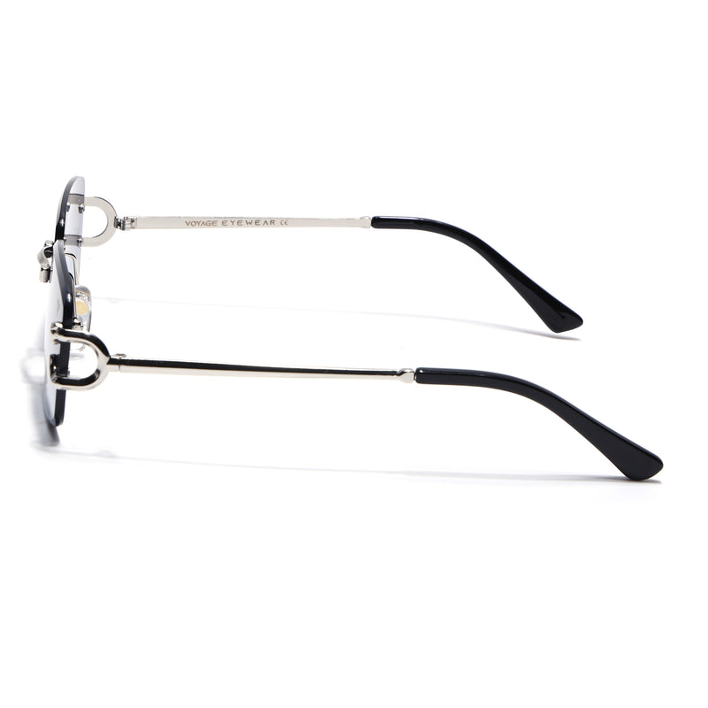 Stud | Grey & Clear Rimless Sunglasses | Silver Frame - MG7524