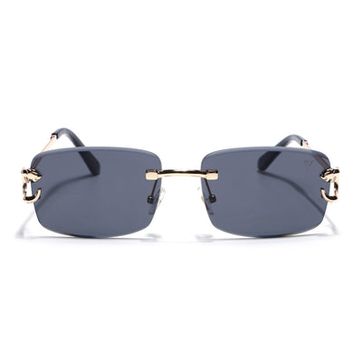 Stud | Black Rimless Sunglasses | Golden Frame - MG7525