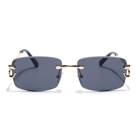 Stud | Black Rimless Sunglasses | Golden Frame - MG7525