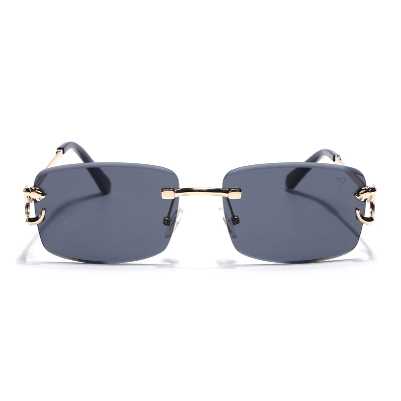 Stud | Black Rimless Sunglasses | Golden Frame - MG7525