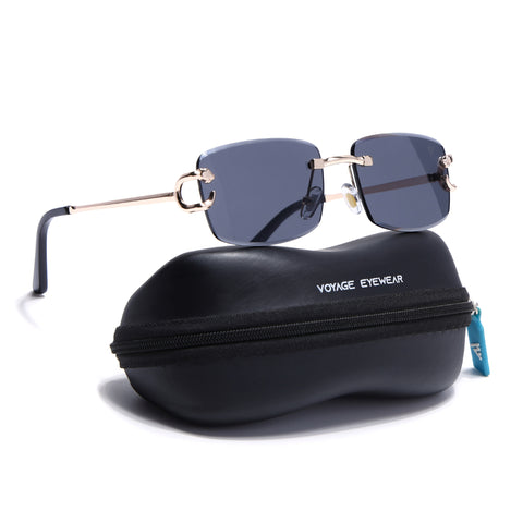Stud | Black Rimless Sunglasses | Golden Frame - MG7525