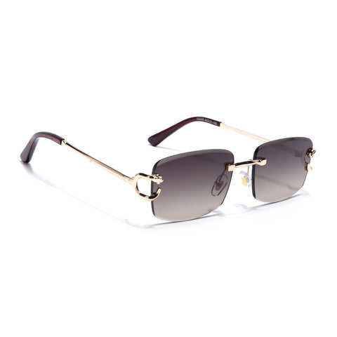 Stud | Brown & Clear Rimless Sunglasses | Golden Frame - MG7526
