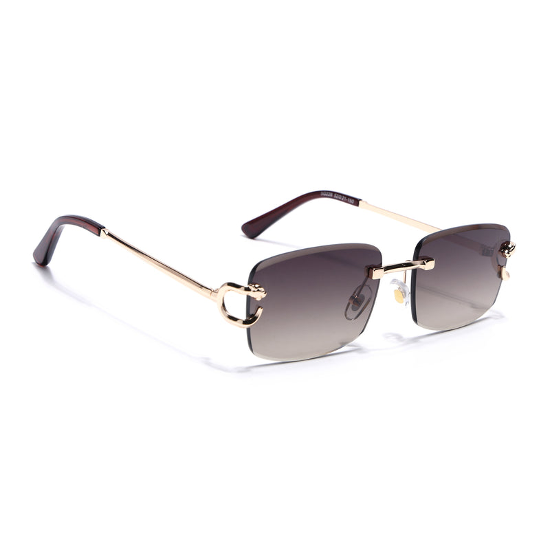 Stud | Brown & Clear Rimless Sunglasses | Golden Frame - MG7526