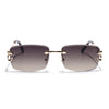 Stud | Brown & Clear Rimless Sunglasses | Golden Frame - MG7526