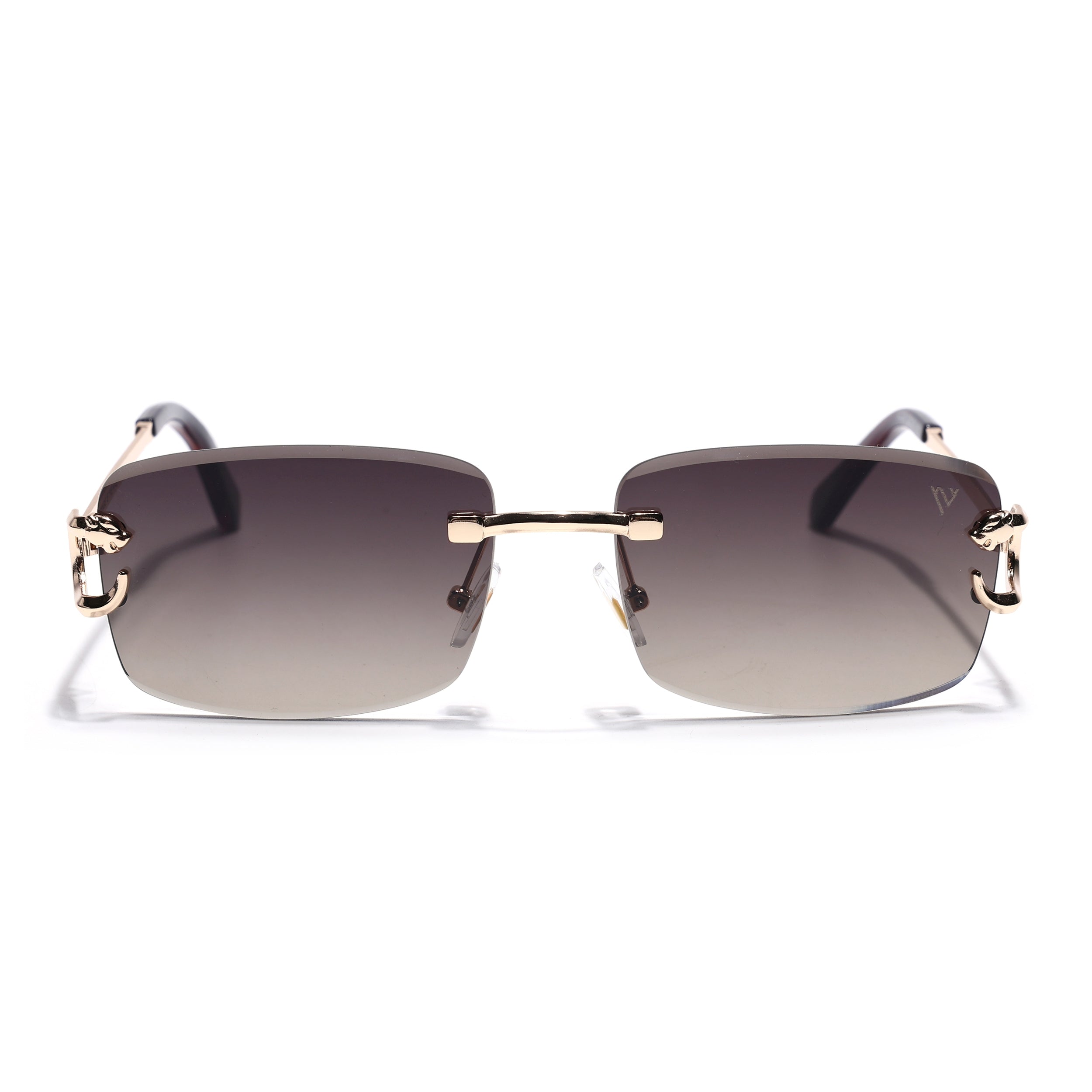 Rimless Sunglasses for Men & Women (Brown & Clear Lens | Golden Frame - MG7526)