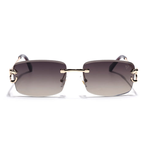 Stud | Brown & Clear Rimless Sunglasses | Golden Frame - MG7526