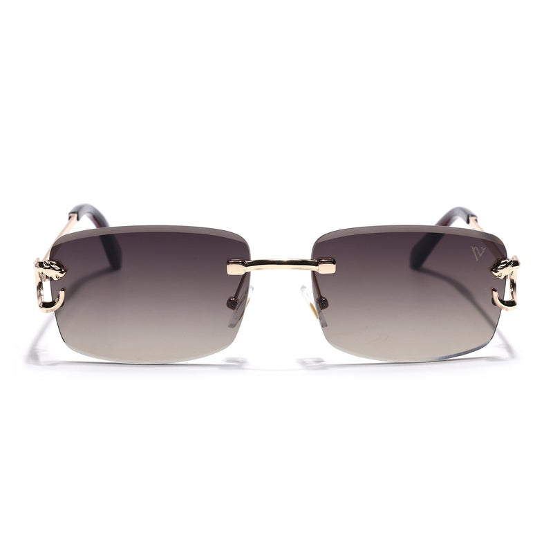 Stud | Brown & Clear Rimless Sunglasses | Golden Frame - MG7526