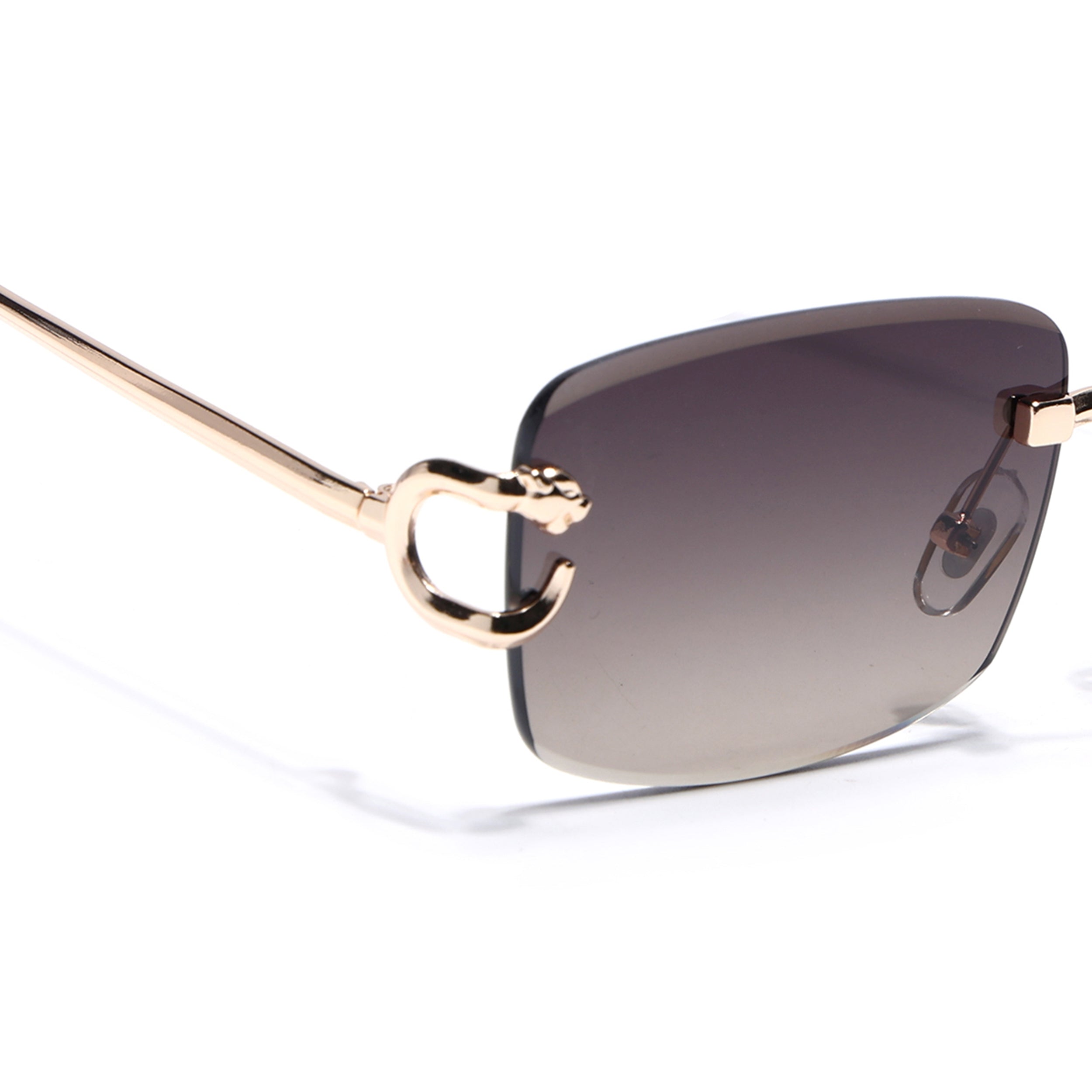 Rimless Sunglasses for Men & Women (Brown & Clear Lens | Golden Frame - MG7526)
