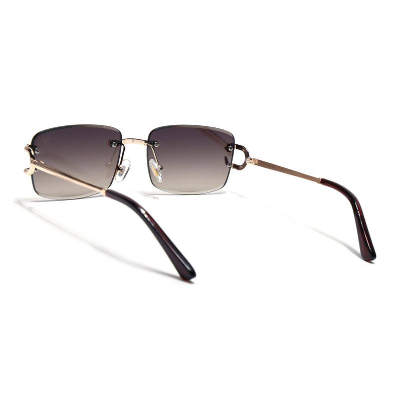 Stud | Brown & Clear Rimless Sunglasses | Golden Frame - MG7526