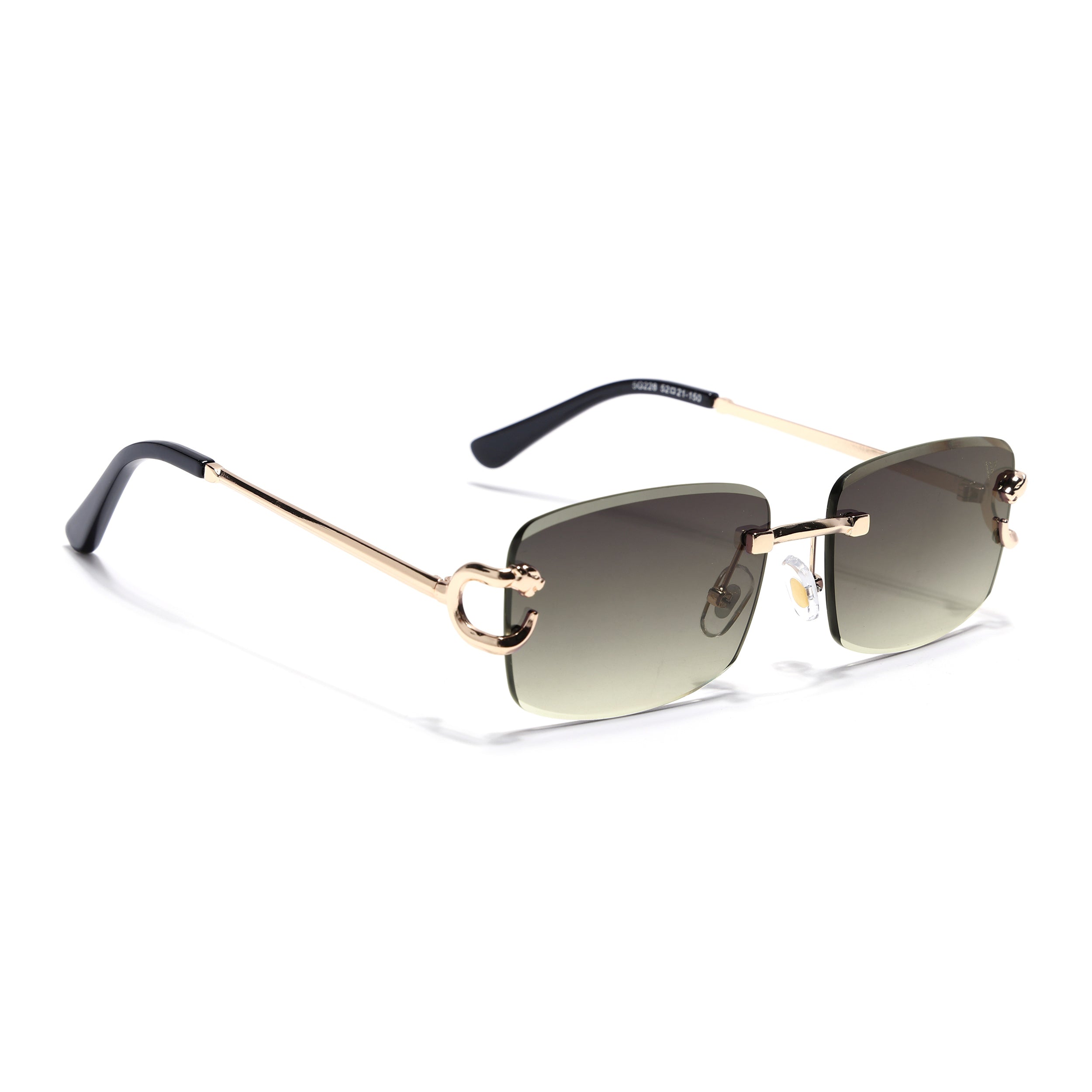 Rimless Sunglasses for Men & Women (Olive & Clear Lens | Golden Frame - MG7527)