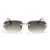 Stud | Olive & Clear Rimless Sunglasses  | Golden Frame - MG7527