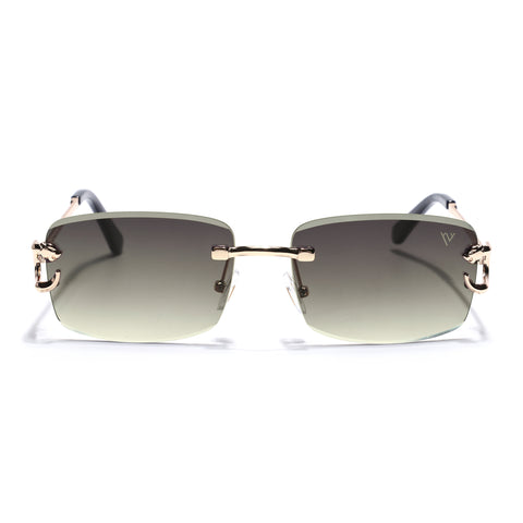 Stud | Olive & Clear Rimless Sunglasses  | Golden Frame - MG7527