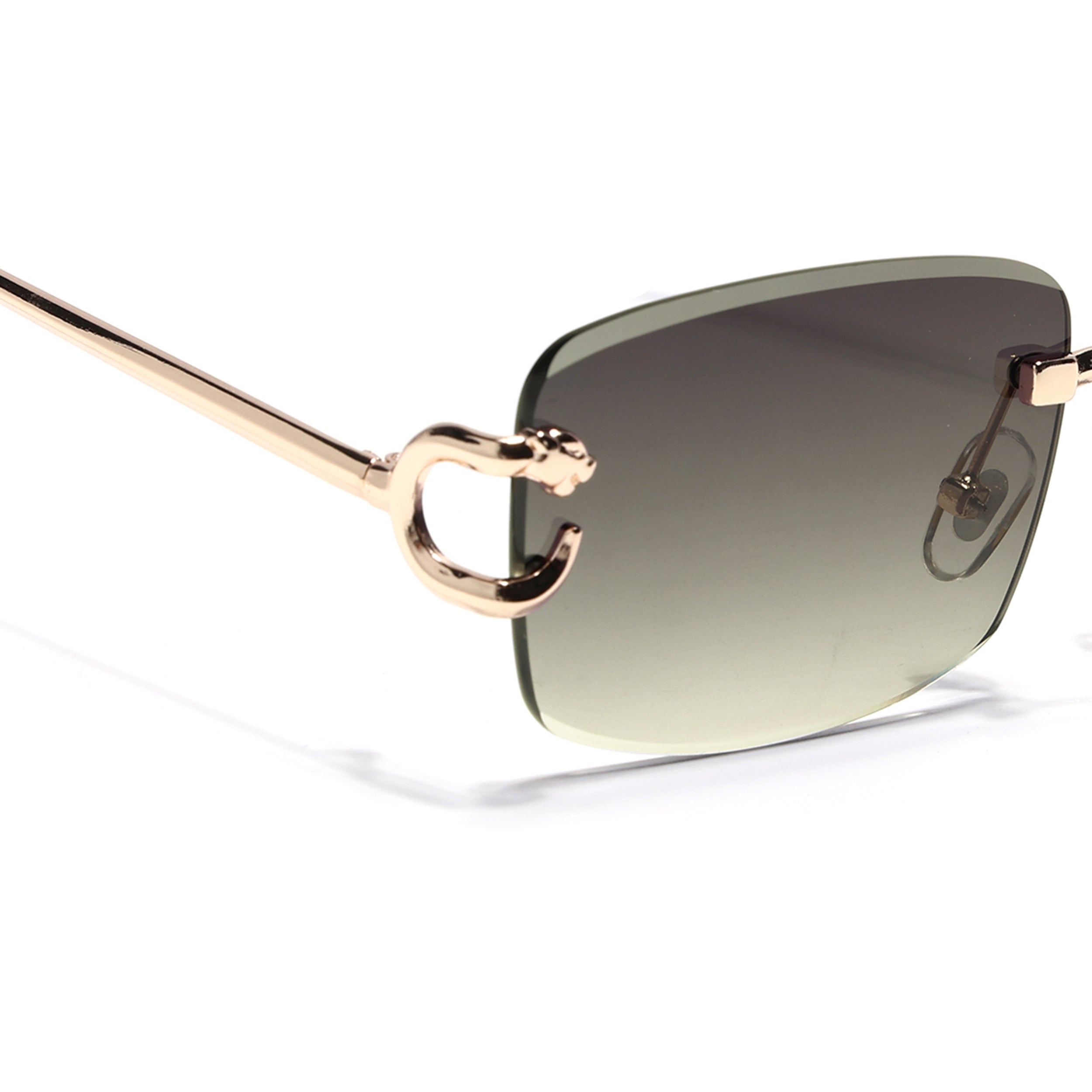Rimless Sunglasses for Men & Women (Olive & Clear Lens | Golden Frame - MG7527)