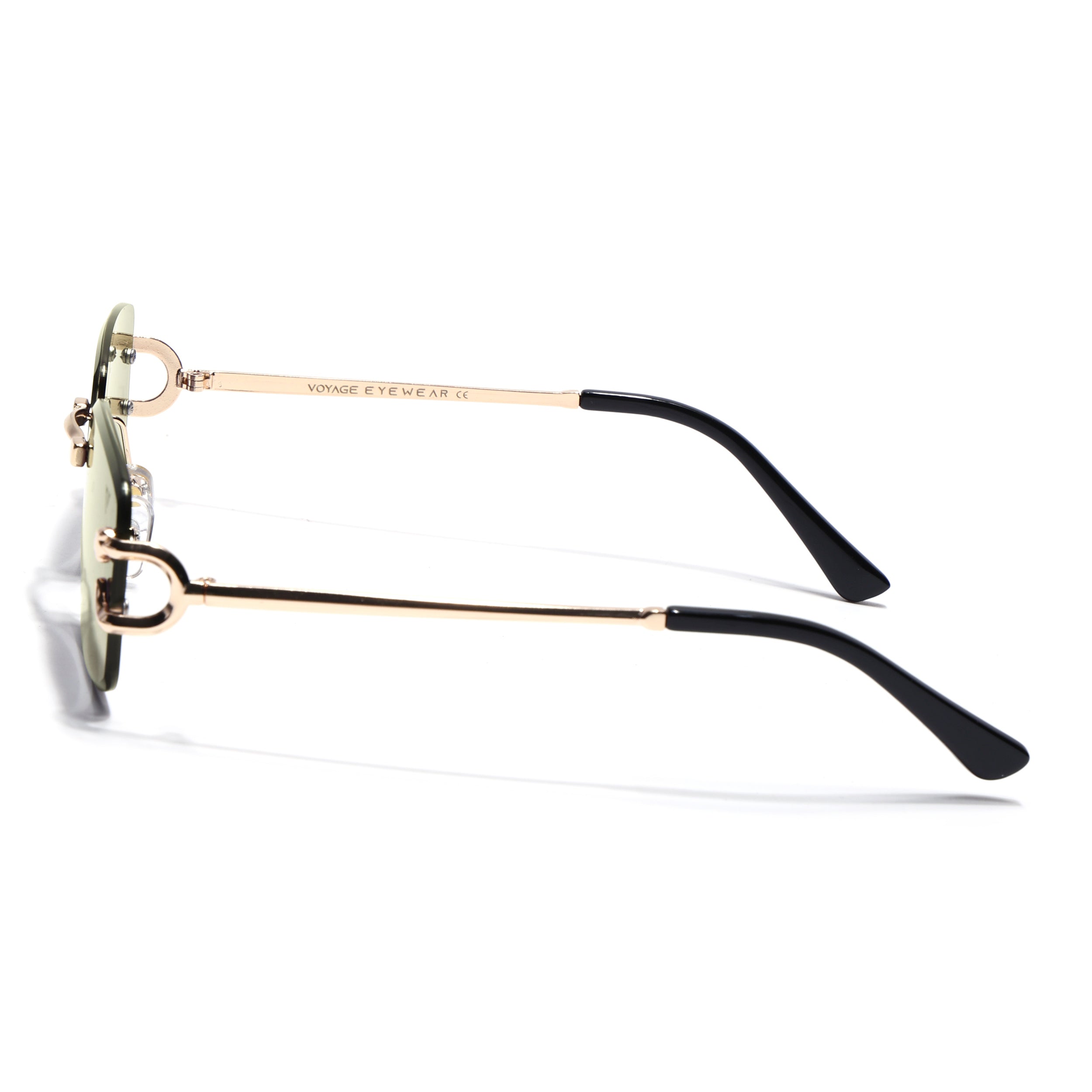 Rimless Sunglasses for Men & Women (Olive & Clear Lens | Golden Frame - MG7527)